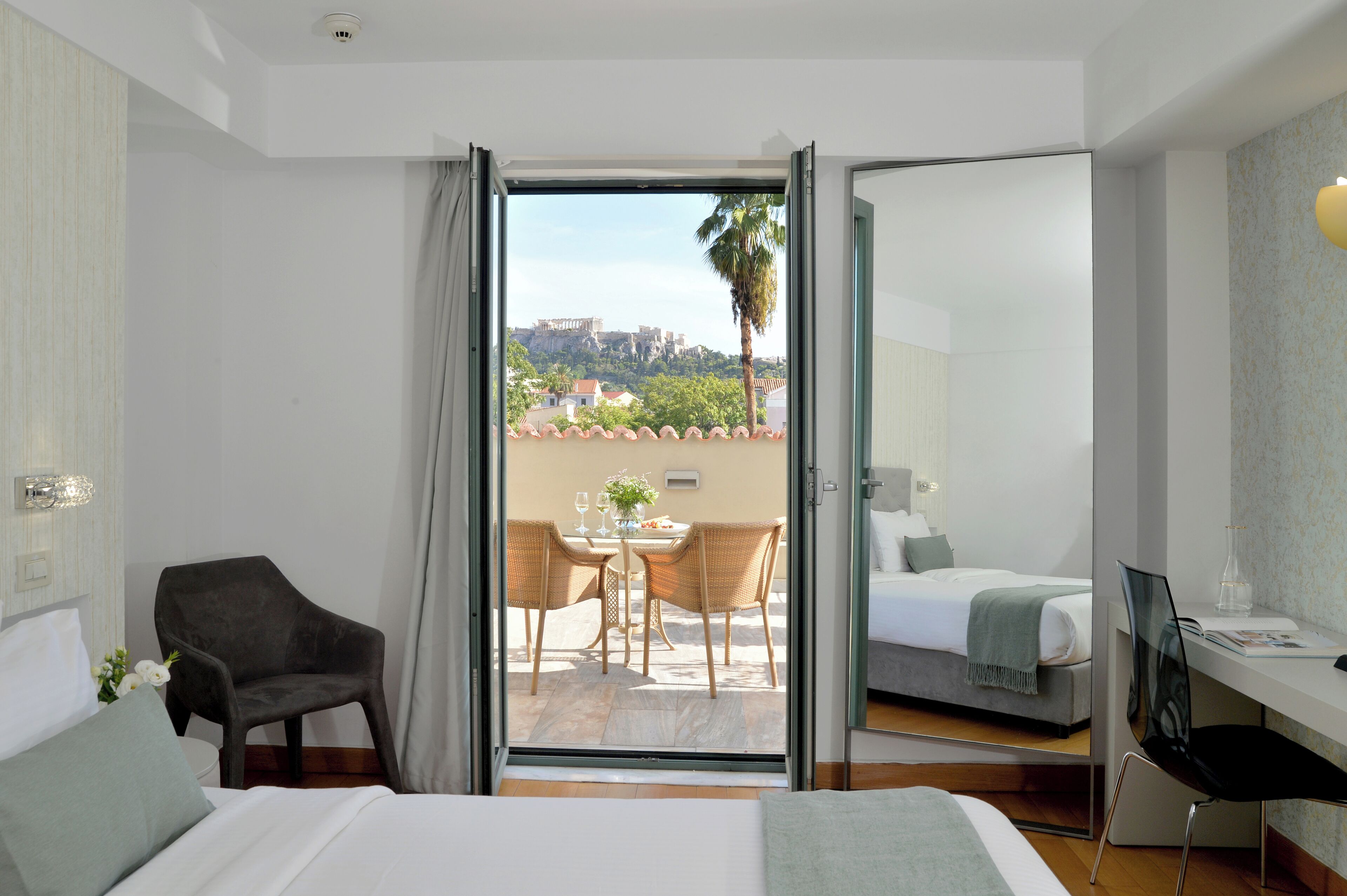 deluxe room, acropolis view | 1 bedroom, hypo-allergenic bedding, minibar, in-room safe