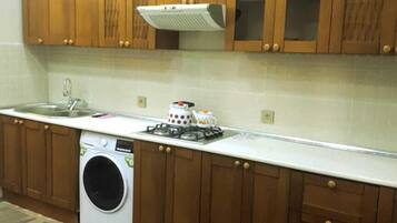 Apartment | Private kitchen | Fridge, microwave, stovetop, electric kettle