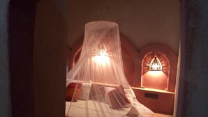 Desk, bed sheets