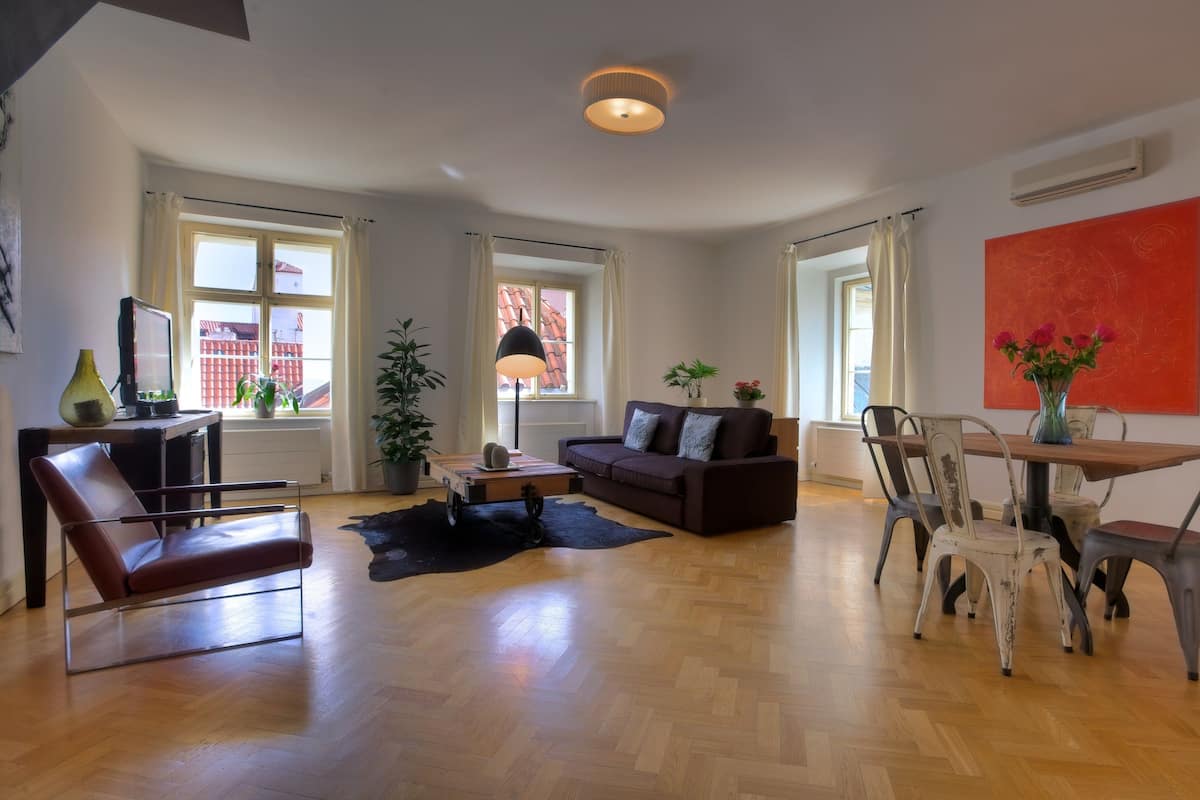 Deluxe Apartment - Sunlit (3th flr, elevator) | Area soggiorno | TV a schermo piatto, lettore DVD