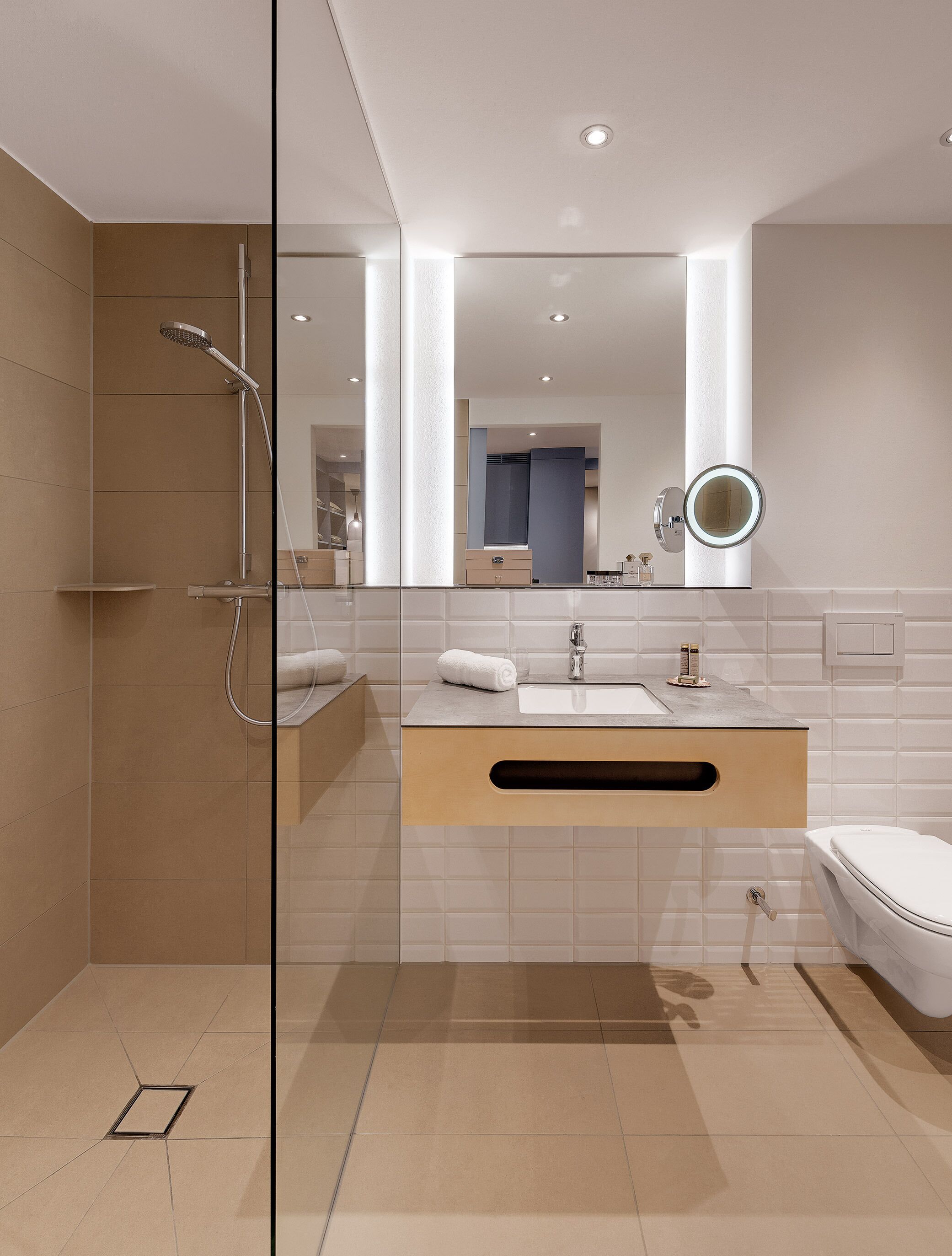 premium double room | bathroom | shower, rainfall showerhead, towels, soap