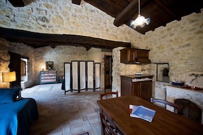 Appartement, vue montagne | Cuisine privée | Réfrigérateur, plaque de cuisson