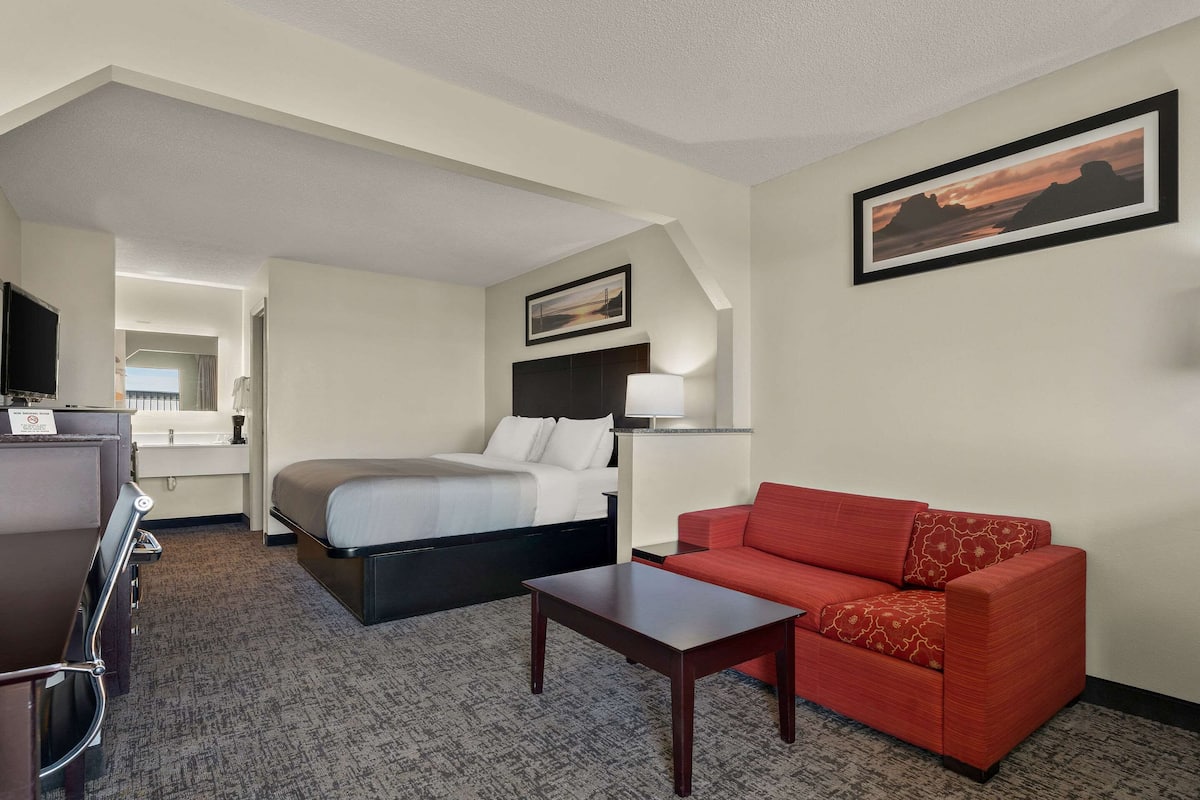 Standard Room, 1 King Bed, Non Smoking | Pillowtop beds, laptop workspace, blackout drapes, iron/ironing board