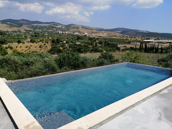Outdoor pool, pool loungers