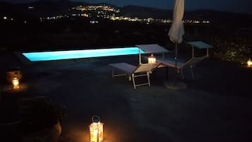 Outdoor pool, pool loungers
