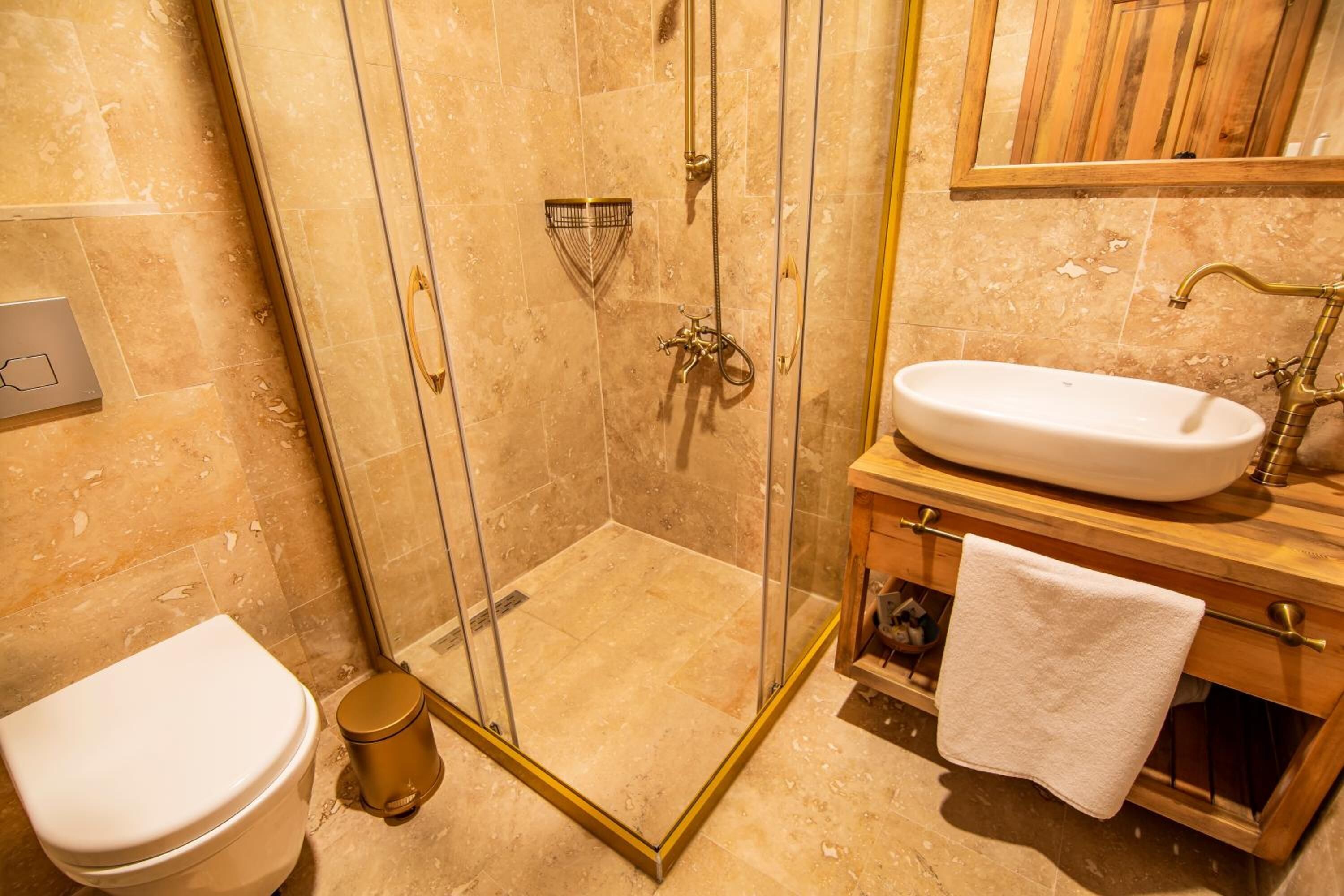 shower, hydromassage showerhead, hair dryer, slippers