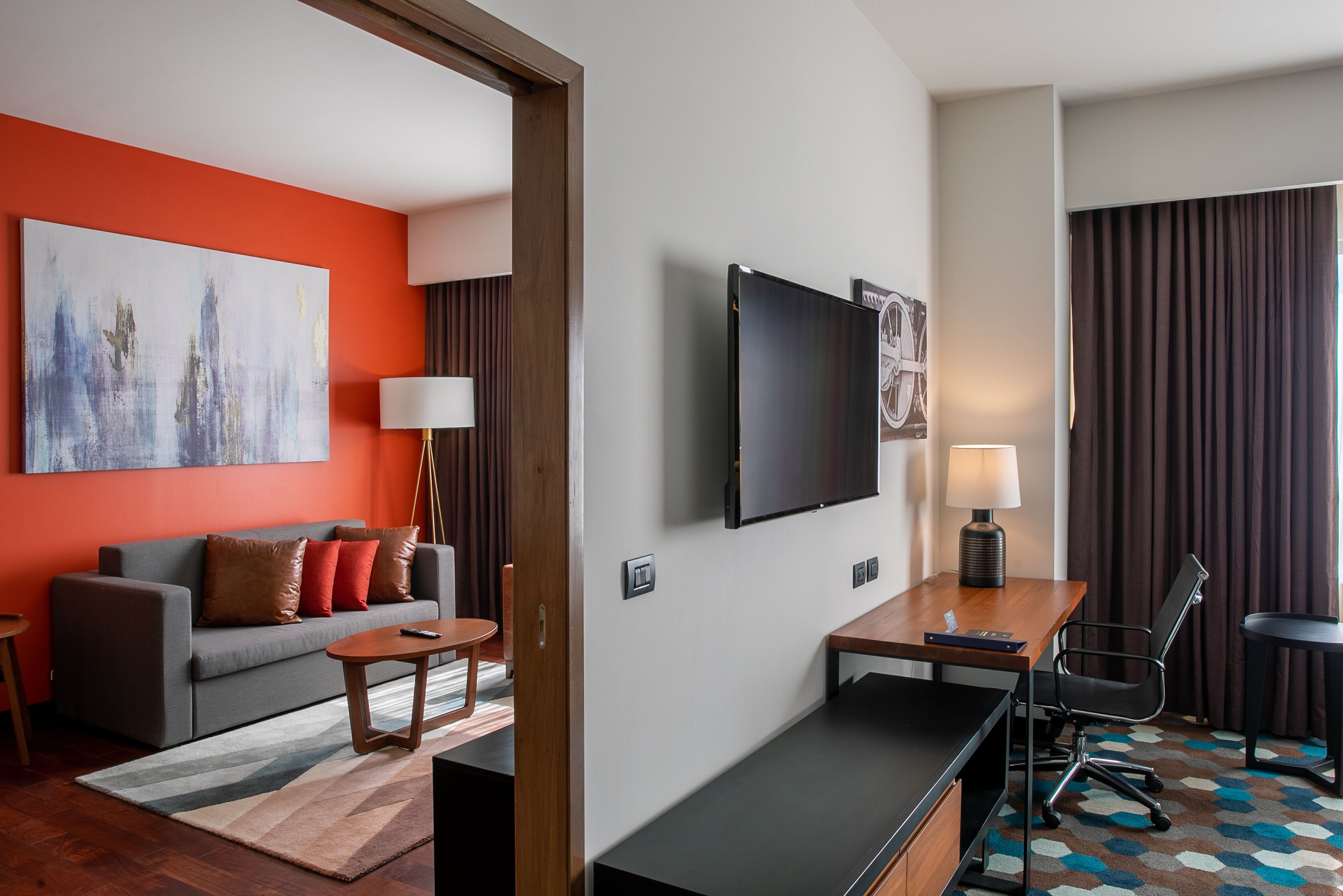 suite, 1 king bed | living room | 43-inch led tv with satellite channels, tv, pay films