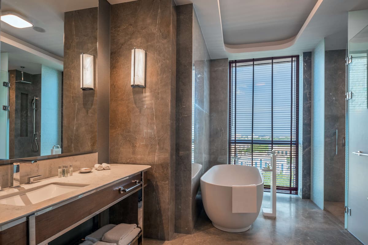 room, 2 single beds | bathroom | separate bathtub and shower, rainfall showerhead, free toiletries