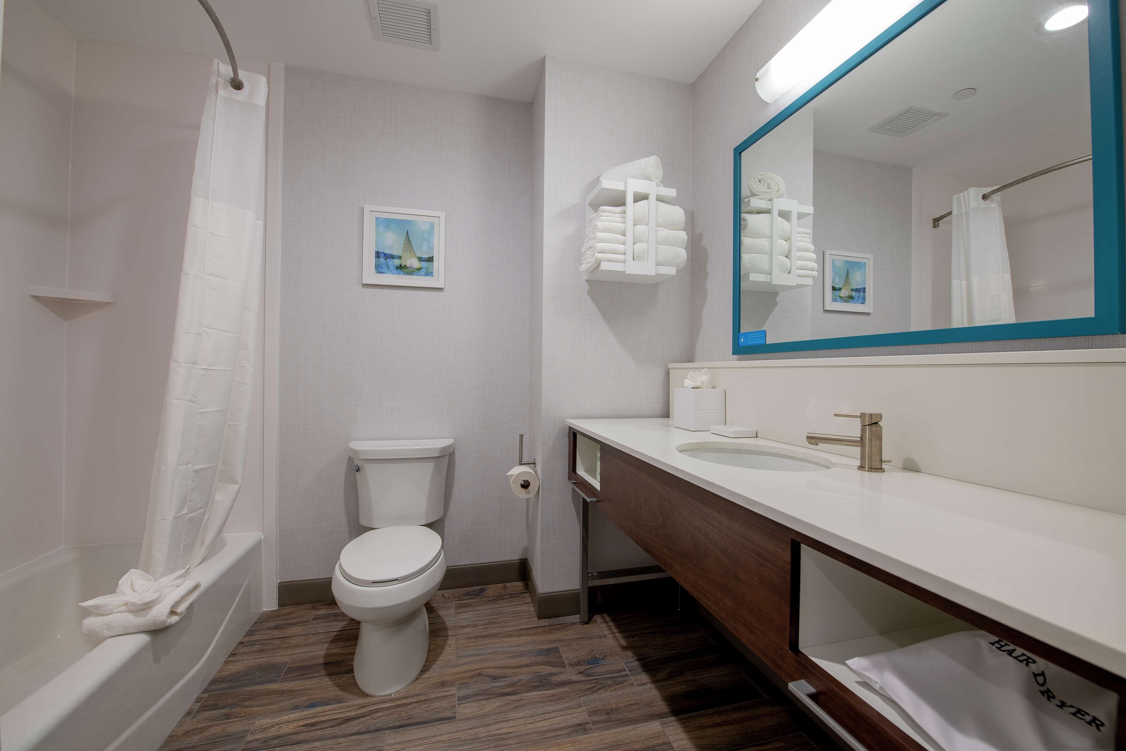 room, 2 queen beds, accessible (hearing) | bathroom | combined shower/bathtub, designer toiletries, hair dryer, towels