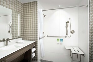 Studio, 2 Queen Beds, Accessible (Mobility & Hearing, Roll-in Shower) | Bathroom shower