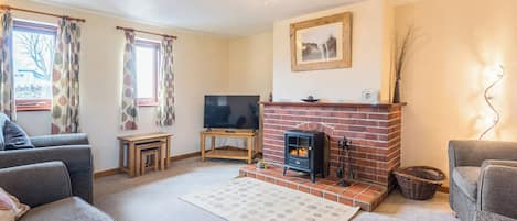 TV, fireplace