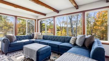 Smart TV, fireplace, video games, books