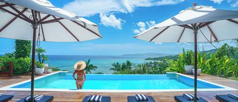 An infinity pool, a heated pool