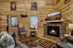 TV, fireplace, video games