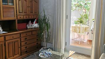 TV connectée, cheminée, livres