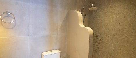 Regadera, secadora de cabello, toallas, shampoo
