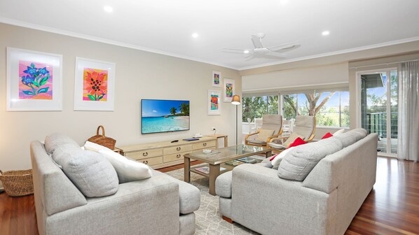 TV, DVD player, stereo