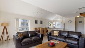 TV, DVD player, stereo