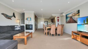 TV, DVD player, stereo