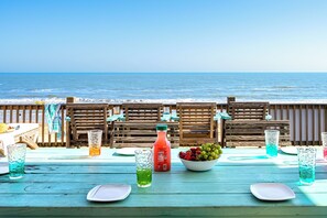 Outdoor dining - Beachfront | Ocean Views, Loft, Game Room & Bar (Bolivar Peninsula)