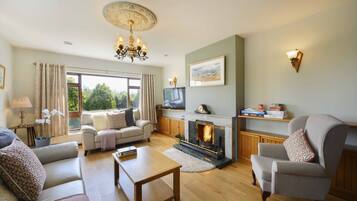 Smart TV, fireplace, DVD player