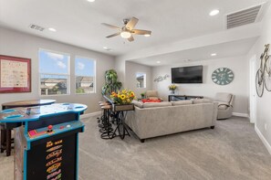 TV, video games, DVD player, ping pong