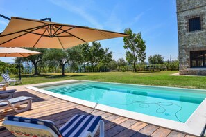 Outdoor pool, pool loungers