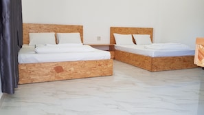 Basic Twin Room, 2 Queen Beds, Non Smoking, City View | Iron/ironing board, rollaway beds, free WiFi, bed sheets