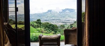 Mountain Luxury Mansion valley and city lights view.