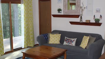 Flat-screen TV, DVD player, video library