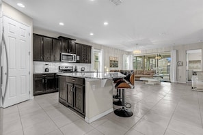 Microwave, dishwasher, high chair