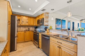 Fridge, microwave, oven, dishwasher