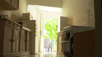 Romantic House, 1 Double Bed, Pool View, Beachside (Coco) | Private kitchen | Full-size fridge, microwave, stovetop, electric kettle