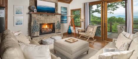 TV, fireplace