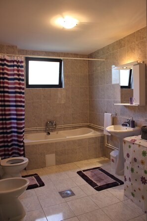 Dusche, Haartrockner, Bidet, HandtĂŒcher