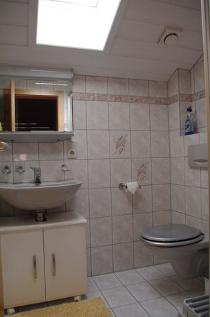 Shower, towels, soap, shampoo