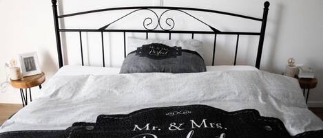 3 bedrooms, desk, blackout curtains, iron/ironing board