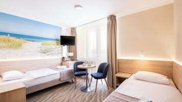 Desk, cots/infant beds, free WiFi, bed sheets