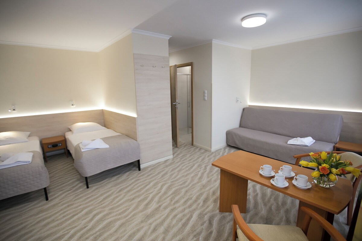 Desk, cots/infant beds, free WiFi, bed sheets