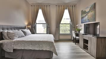 Desk, blackout curtains, iron/ironing board, free WiFi