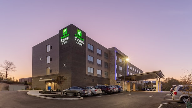A Holiday Inn Express hotel with a parking lot and a covered walkway. - Holiday Inn Express & Suites Florence-Cincinnati Airport by IHG (Florence)