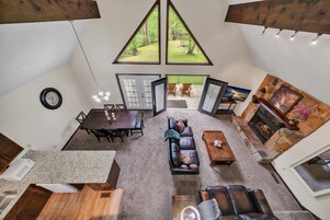 Room, 3 Bedrooms (A Frame) | Living room | 42-inch LED TV with cable channels, TV, fireplace