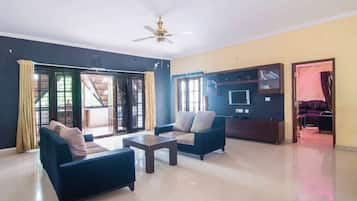 Luxury Villa, 3 Bedrooms | Living area | TV, fireplace