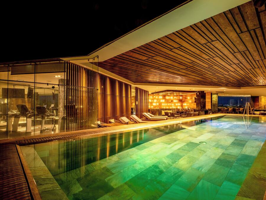 Indoor pool, open 8:00 AM to 8:00 PM, sun loungers