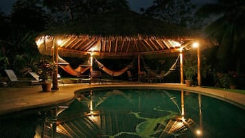 Outdoor pool, sun loungers