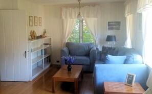 TV, fireplace, DVD player, books