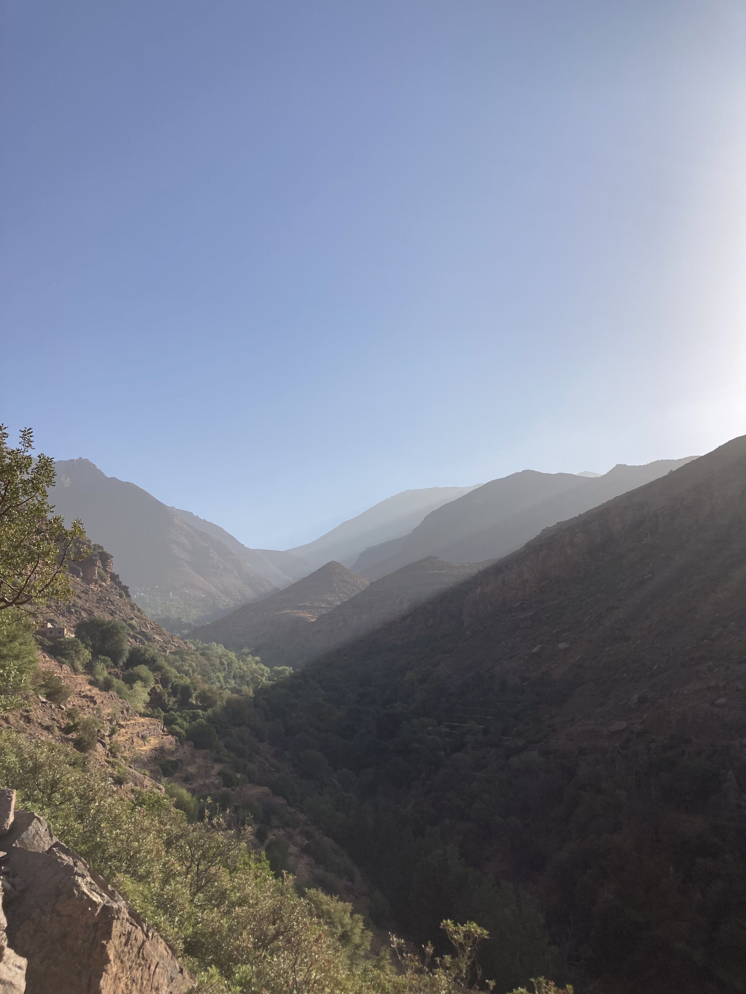 A mountainous landscape with a clear sky.