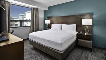 1 bedroom, desk, laptop workspace, blackout drapes