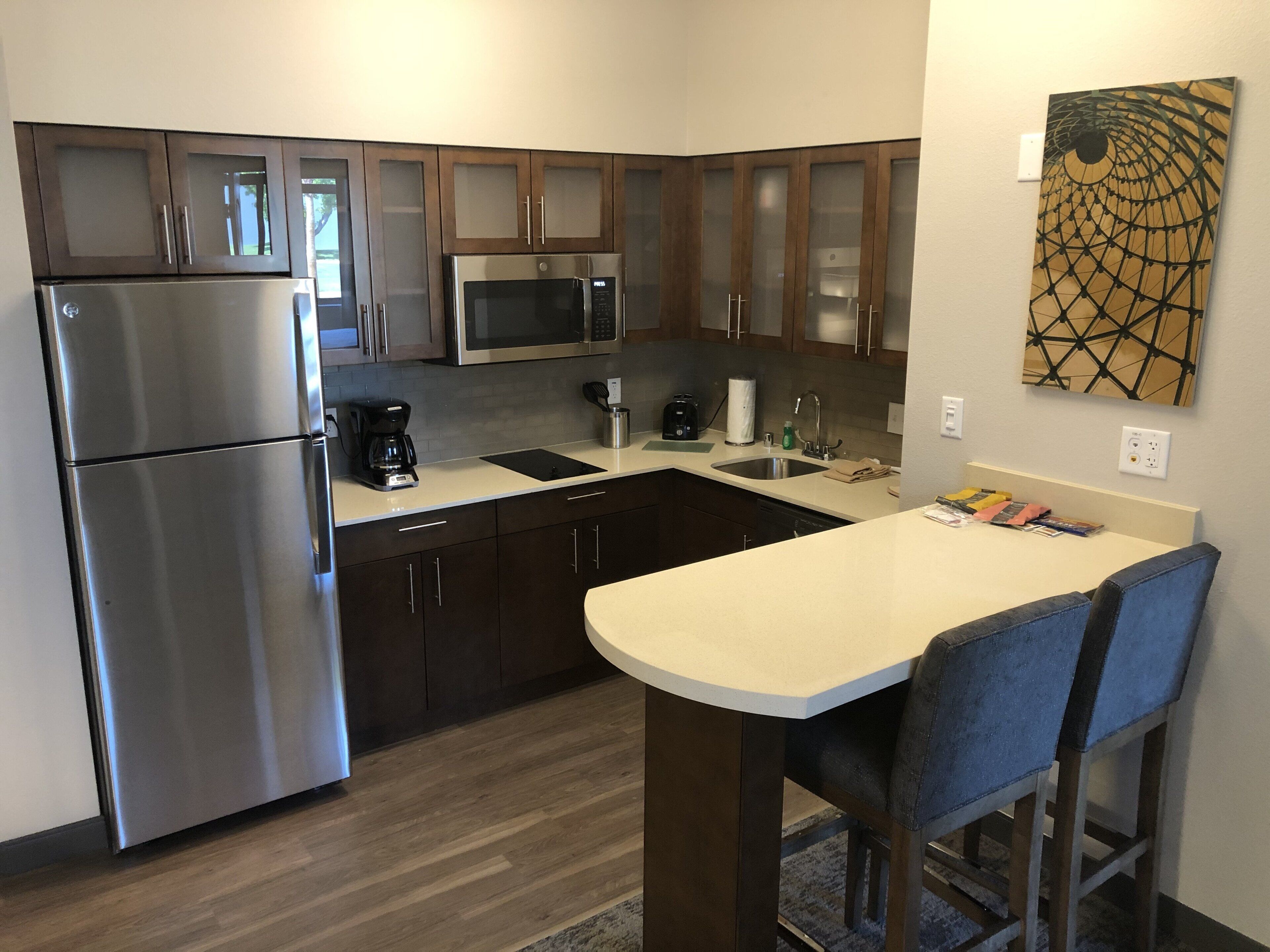 1 bedroom, desk, laptop workspace, blackout curtains