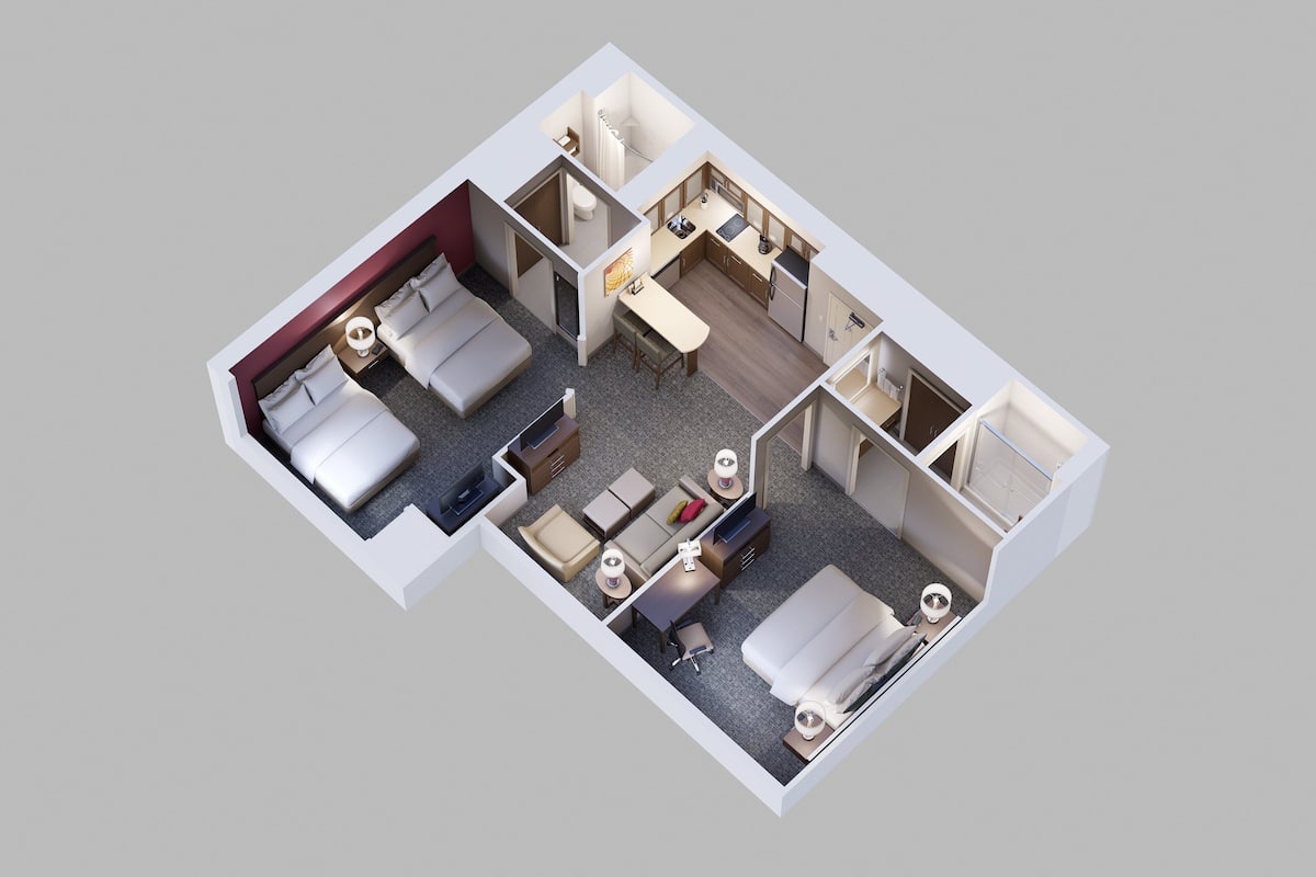 1 Schlafzimmer, Daunenbettdecken, Schreibtisch
